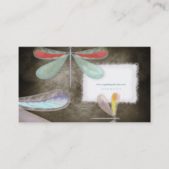 Blue red yellow butterfly night delicate silk Busi Business Card (Front)