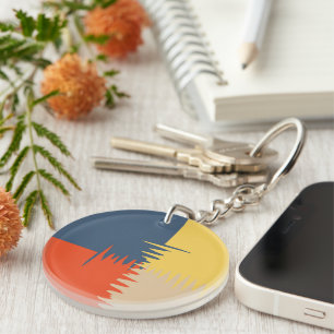 Blue Red Yellow Cream Key Ring