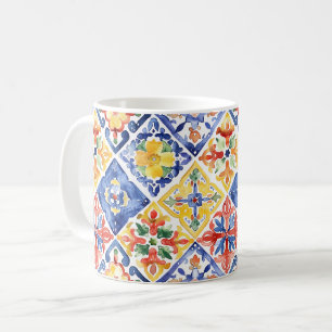 Blue Red Yellow Floral Abstract Cinco de Mayo Coffee Mug