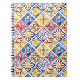 Blue Red Yellow Floral Abstract Cinco de Mayo Notebook