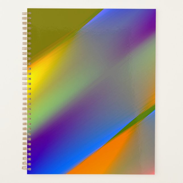 Blue red yellow green abstract pattern orangpurple planner (Front)