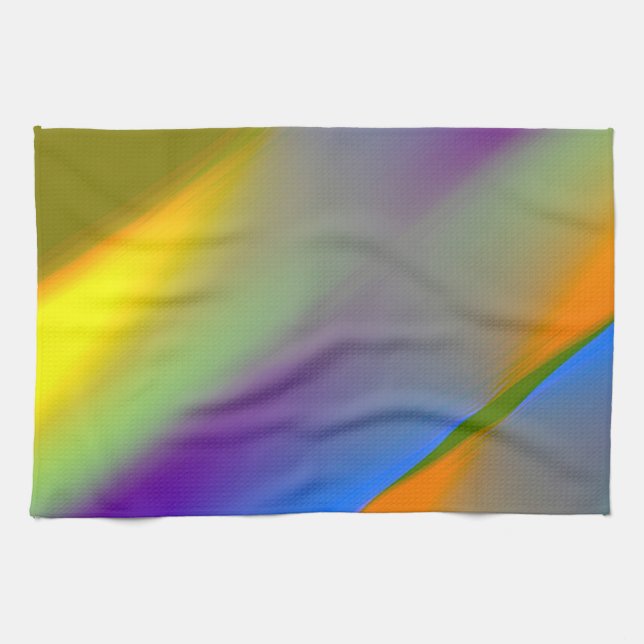 Blue red yellow green abstract pattern orangpurple tea towel (Horizontal)