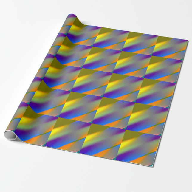 Blue red yellow green abstract pattern orangpurple wrapping paper (Unrolled)