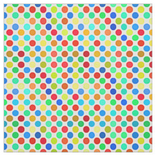 Blue Red Yellow Green Orange Polka Dots Pattern Fabric