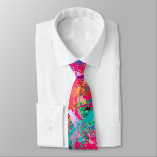 Blue Red Yellow Green Pink Teal Drops Abstraction Tie