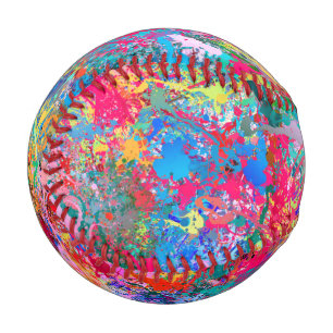 Blue Red Yellow Green Pink Teal Splash Abstraction Baseball