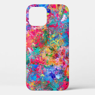 Blue Red Yellow Green Pink Teal Splash Abstraction iPhone 12 Case