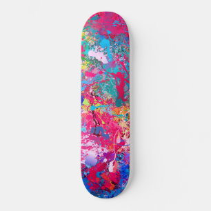 Blue Red Yellow Green Pink Teal Splash Abstraction Skateboard