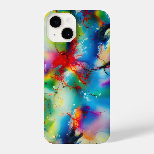 Blue Red Yellow Green Watercolor Abstraction iPhone Case (Back)
