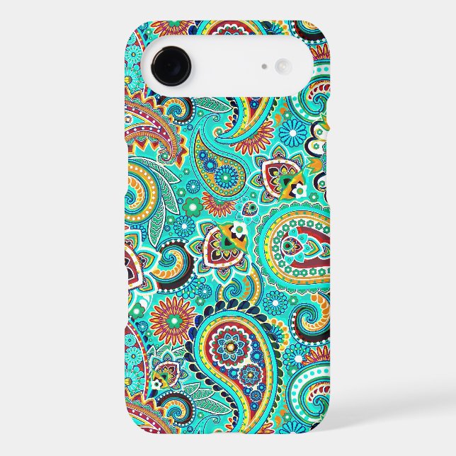 Blue Red Yellow Paisley Case-Mate iPhone Case (Back)