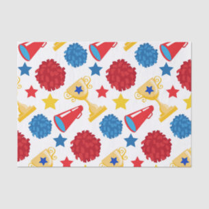 Blue Red Yellow Stars Cheerleader Megaphone Pom Tissue Paper
