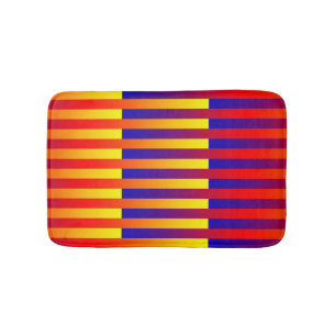 Blue Red Yellow Stripes Bath Mat