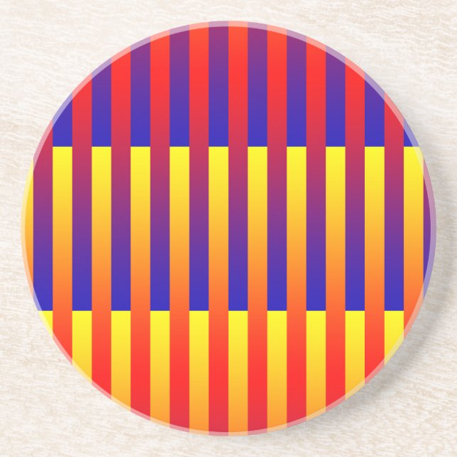 Blue Red Yellow Stripes Coaster (Front)