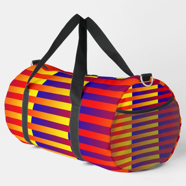 Blue Red Yellow Stripes Duffel Bag (Right Corner)