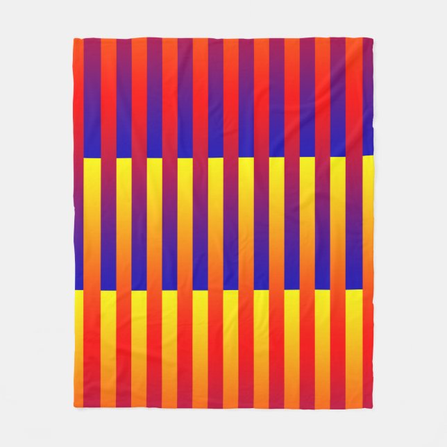 Blue Red Yellow Stripes Fleece Blanket (Front)