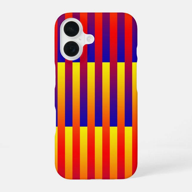 Blue Red Yellow Stripes iPhone 16 Case (Back)