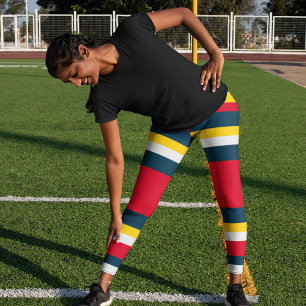 Blue Red Yellow Stripes Leggings