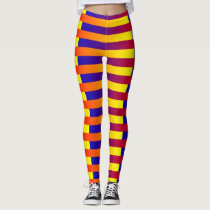 Blue Red Yellow Stripes Leggings