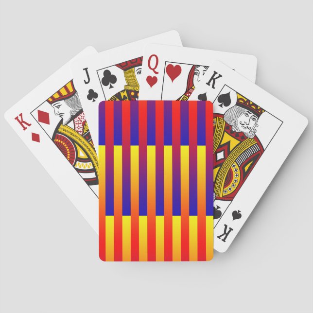 Blue Red Yellow Stripes Playing Cards (Back)