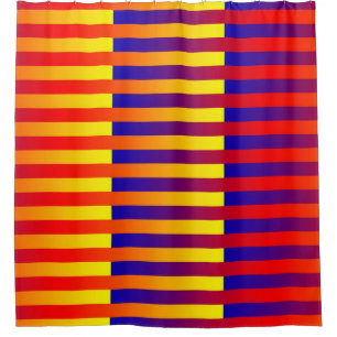 Blue Red Yellow Stripes Shower Curtain
