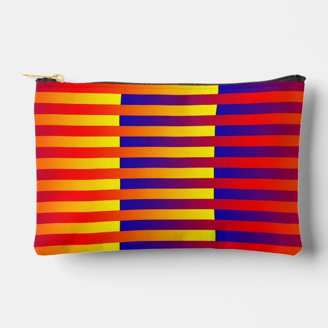 Blue Red Yellow Stripes Small Accessory Pouch (Front)