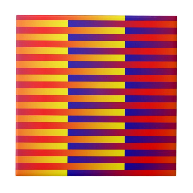 Blue Red Yellow Stripes Tile (Front)
