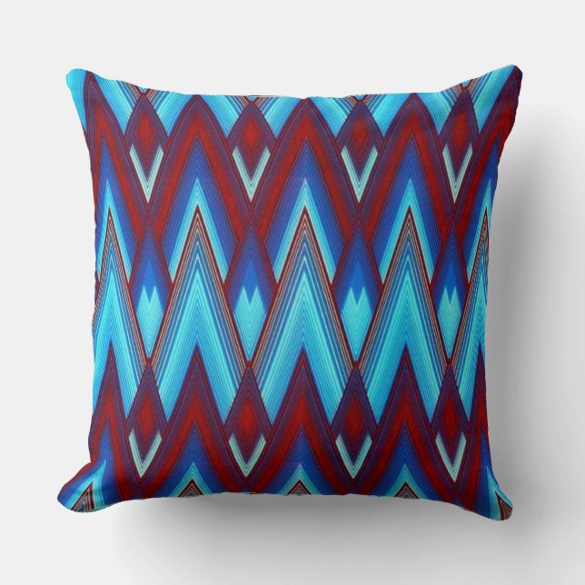 Blue Red Zig Zag Cushion (Front)