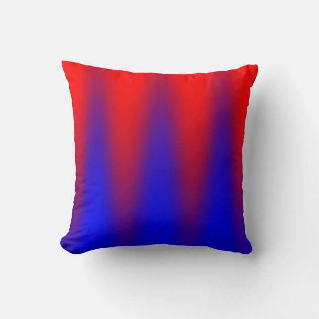 Blue Red Zigzag Ikat Print Cushion (Front)