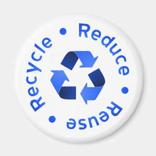 Blue Reduce Reuse Recycle Magnet