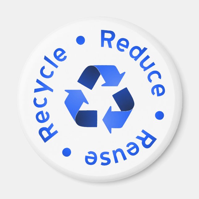 Blue Reduce Reuse Recycle Magnet (Front)