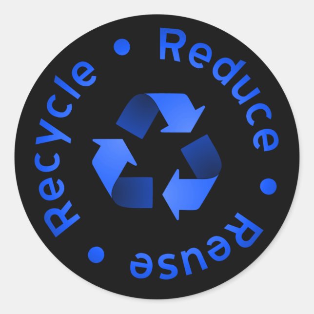 Blue Reduce, Reuse, Recycle Sticker (Front)