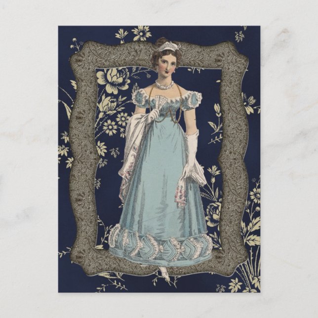 Blue Regency Lady Postcard (Front)