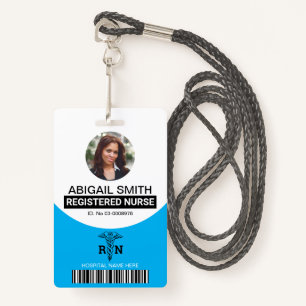 Blue Registered nurse caduceus photo template ID Badge