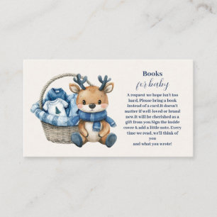 Blue Reindeer Basket Baby Shower Books for Baby Enclosure Card