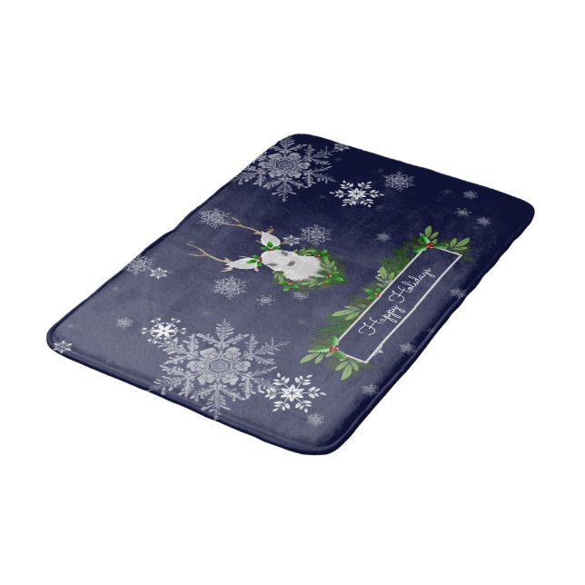 Blue Reindeer Bath Mat (Angled)