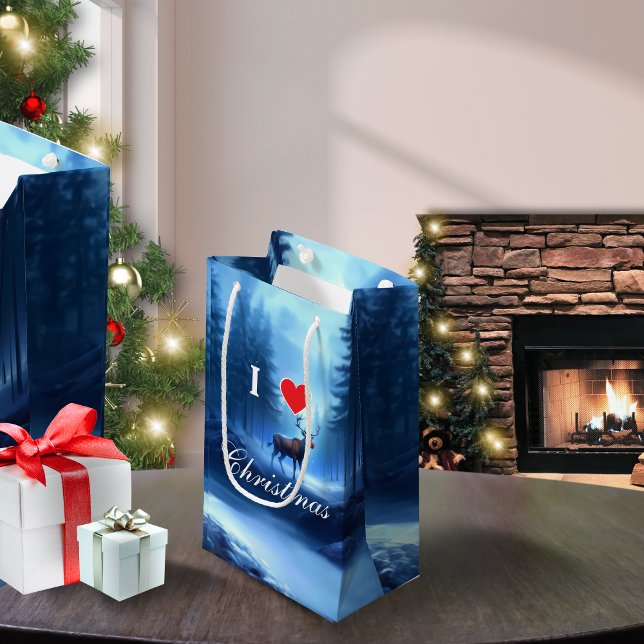 Blue Reindeer Custom Christmas Small Gift Bag (Creator Uploaded)
