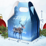 Blue Reindeer Happy Holidays Family Party Favour Box<br><div class="desc">On a crisp and quiet winter night, you unexpectedly stumble upon a reindeer. Standing majestically on the edge of the forest, its nose is glowing. You look into each other's eyes for a brief moment before he magically vanishes into the night sky... . This is the story behind this "Adorable...</div>