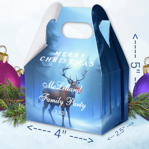 Blue Reindeer Merry Christmas Family Party Favour Box