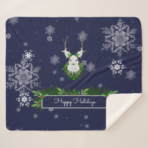Blue Reindeer Sherpa Blanket