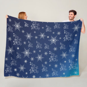 blue,reindeer, star, stars, snowflake, christmas fleece blanket
