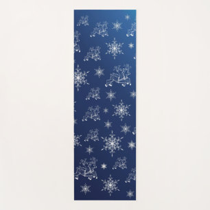 blue,reindeer, star, stars, snowflake, christmas yoga mat
