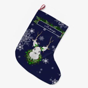 Blue Reindeer Stocking