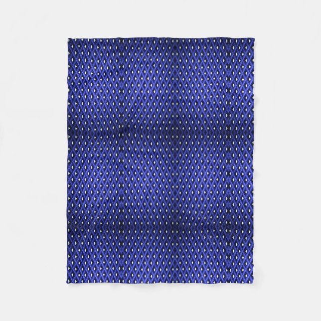 Blue Repeating Geometric Motif Fleece Blanket (Front)
