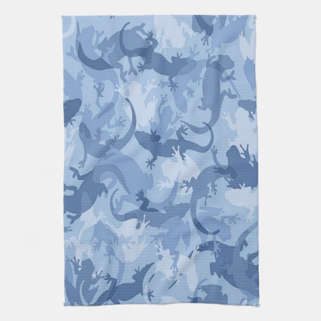 Blue Reptile Camouflage Kitchen Towel (Vertical)