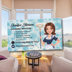 Blue Residential Professional Cleaning Service Business Card