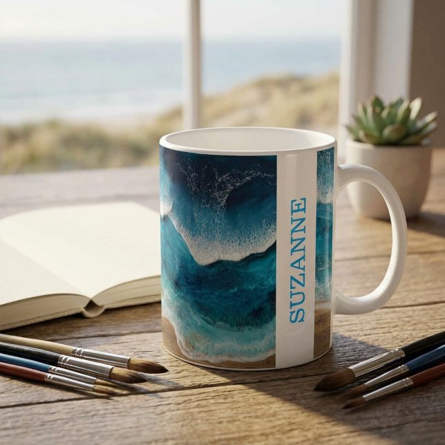 Blue Resin Look Waves Beach Coffee Mug (Creator Uploaded)
