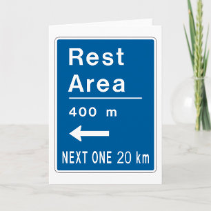 Blue Rest Area Road Sign Greeting Cards