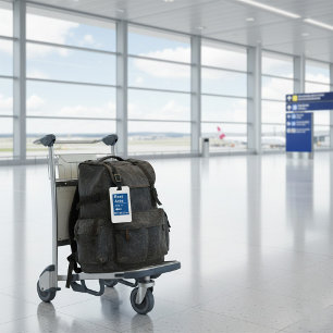 Blue Rest Area Road Sign  Luggage Tag