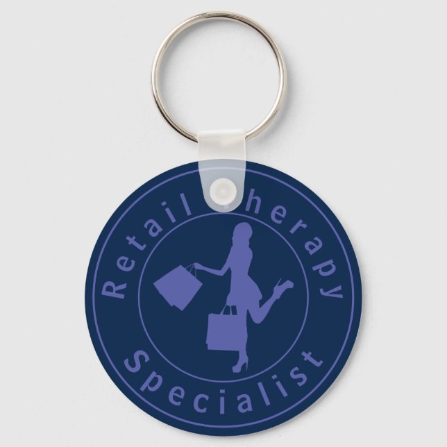 Blue Retail Therapy Specialist Keychain (Front)