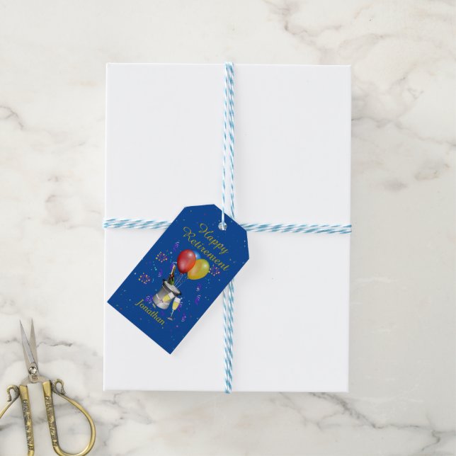 Blue Retirement Celebration Gift Tags (With Twine)